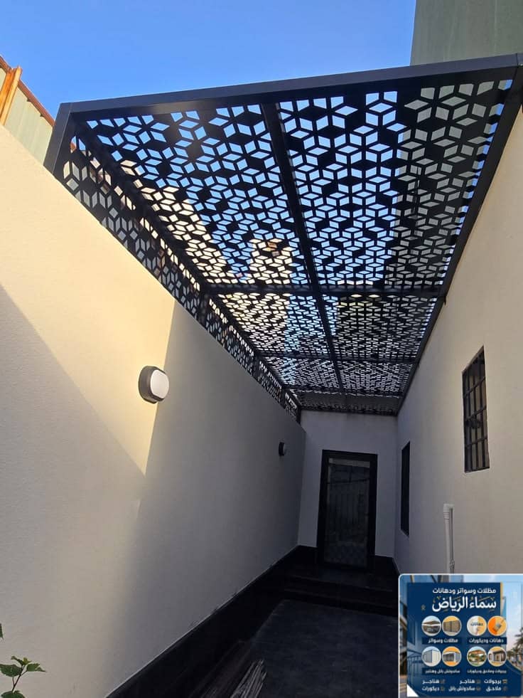 تركيب برجولات وجلسات بمختلف المقاسات في جميع انحاء الرياض، برجولات حديد، برجولات قص ليزر، برجولات خش